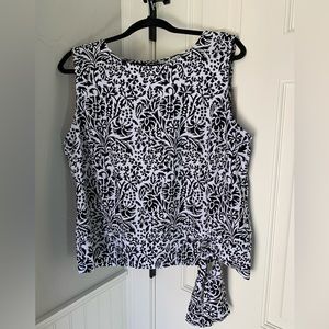 Talbots XL sleeveless blouse with tie at waist. Worn once. 25L, 21”p to p